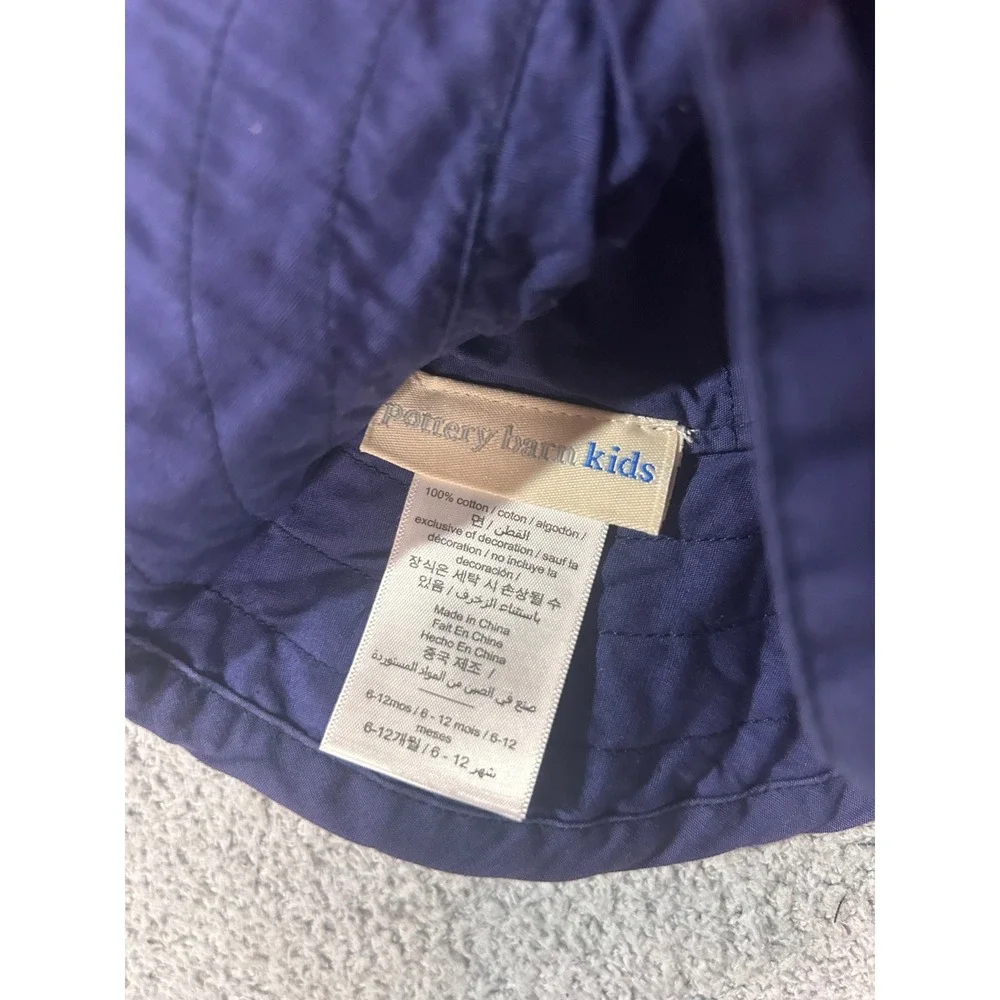 Pottery Barn Kids Sun Hat Diaper Cover 6-12M Navy Blue Turtle Coastal Beach Baby